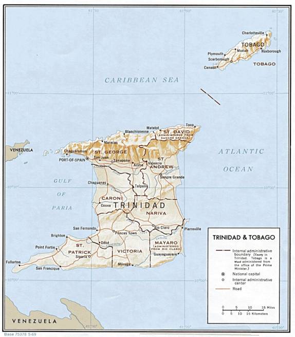Mapa de Trinidad e Tobago.